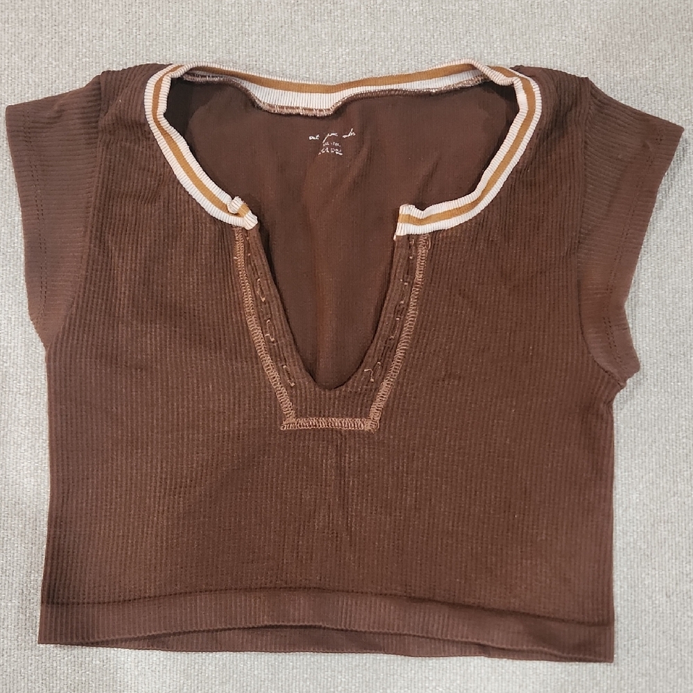 Urban Outfitters Brown Ribbed Women's Top